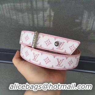 Stylish Louis Vuitton 30mm Pink Belt M9306 Silver