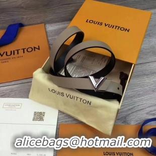 Noble Louis Vuitton 20mm Leather Belt M9309 Grey