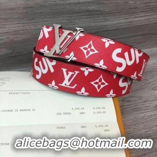 Newest Louis Vuitton SPREME 40mm Red Belt M5899 Silver