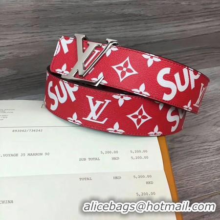 Newest Louis Vuitton SPREME 40mm Red Belt M5899 Silver