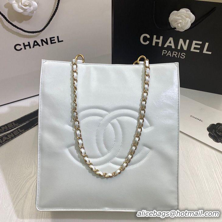 Cheapest Chanel Original Leather Tote Shopping Bag AS1942 White