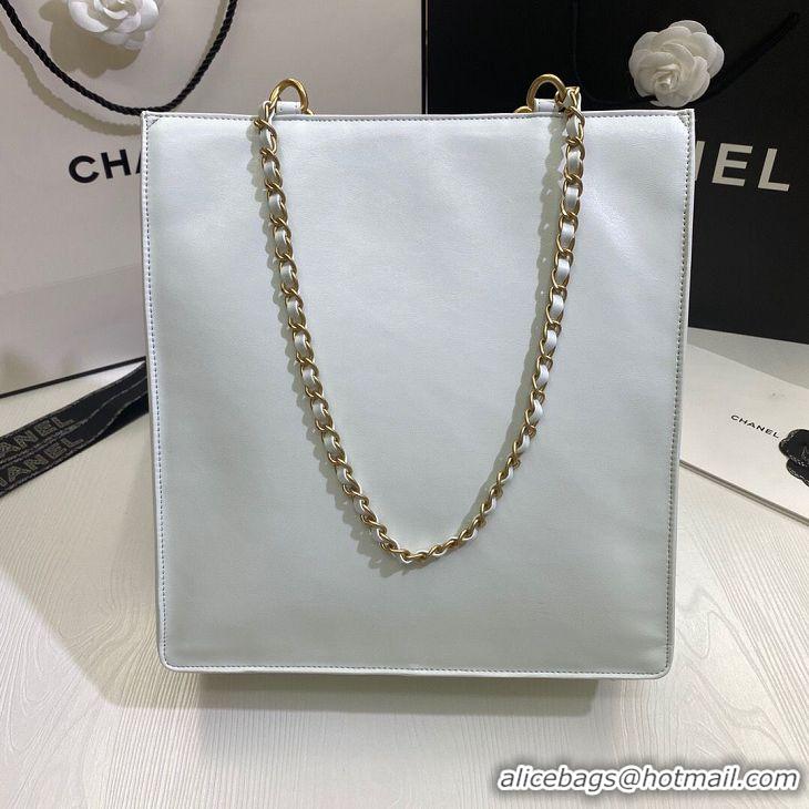 Cheapest Chanel Original Leather Tote Shopping Bag AS1942 White