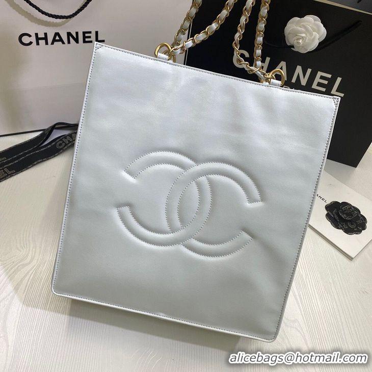 Cheapest Chanel Original Leather Tote Shopping Bag AS1942 White