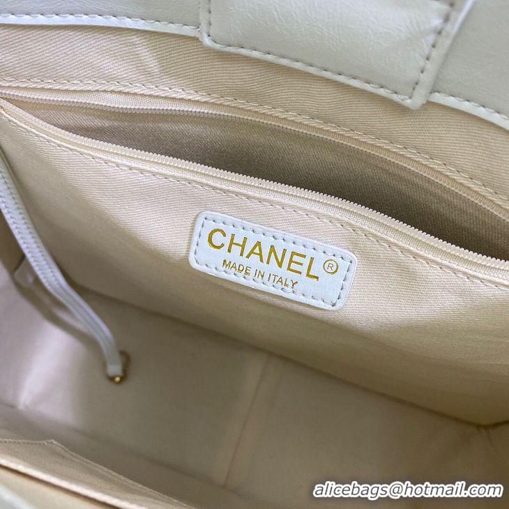 Cheapest Chanel Original Leather Tote Shopping Bag AS1942 White