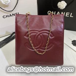 New Cheap Chanel Original Leather Tote Shopping Bag AS1942 Wine