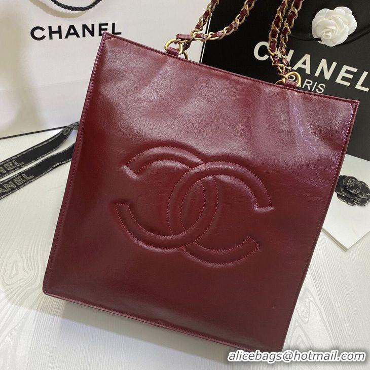 New Cheap Chanel Original Leather Tote Shopping Bag AS1942 Wine