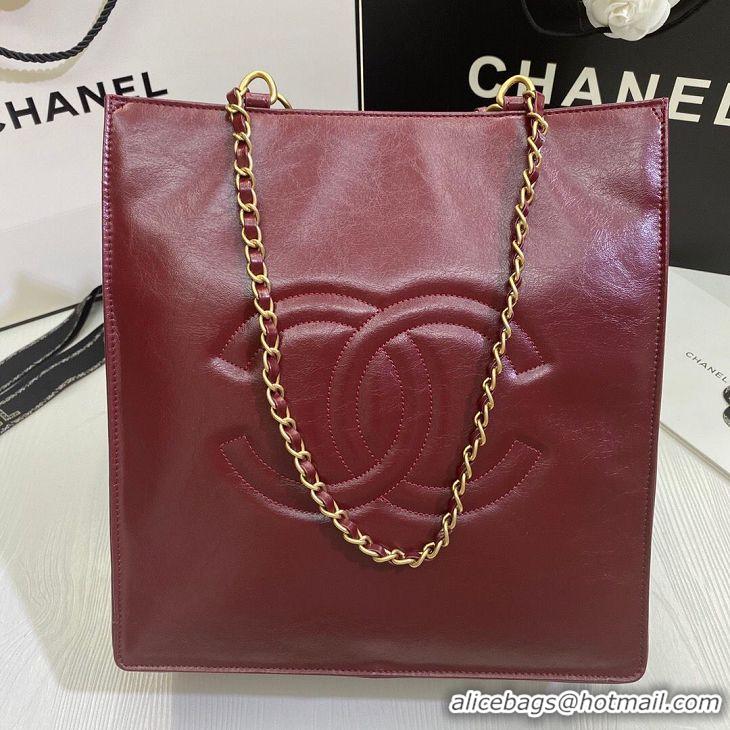 New Cheap Chanel Original Leather Tote Shopping Bag AS1942 Wine