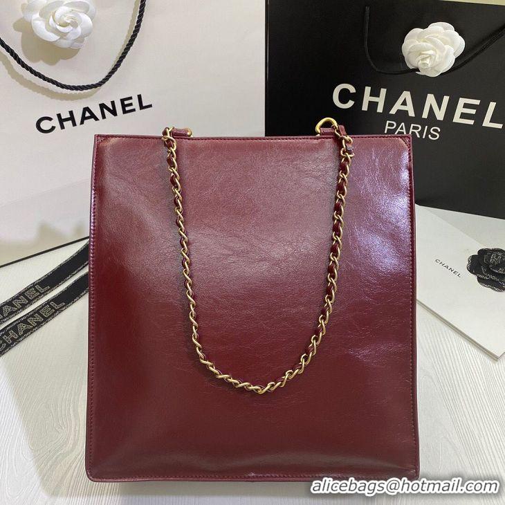 New Cheap Chanel Original Leather Tote Shopping Bag AS1942 Wine