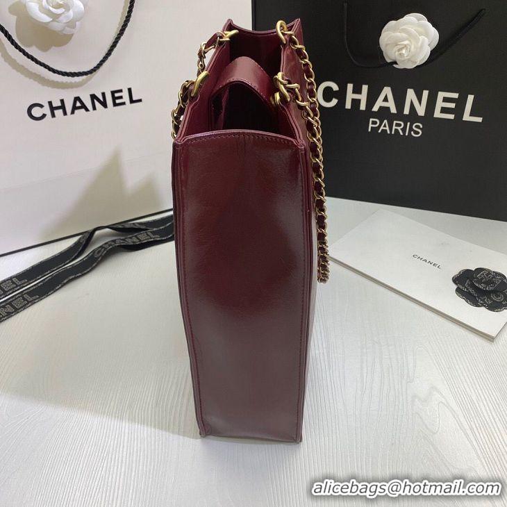 New Cheap Chanel Original Leather Tote Shopping Bag AS1942 Wine