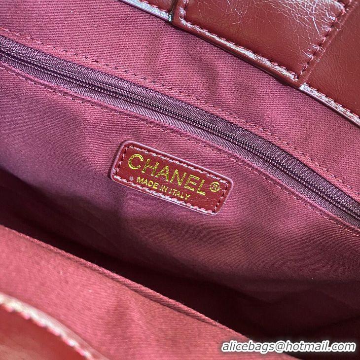 New Cheap Chanel Original Leather Tote Shopping Bag AS1942 Wine