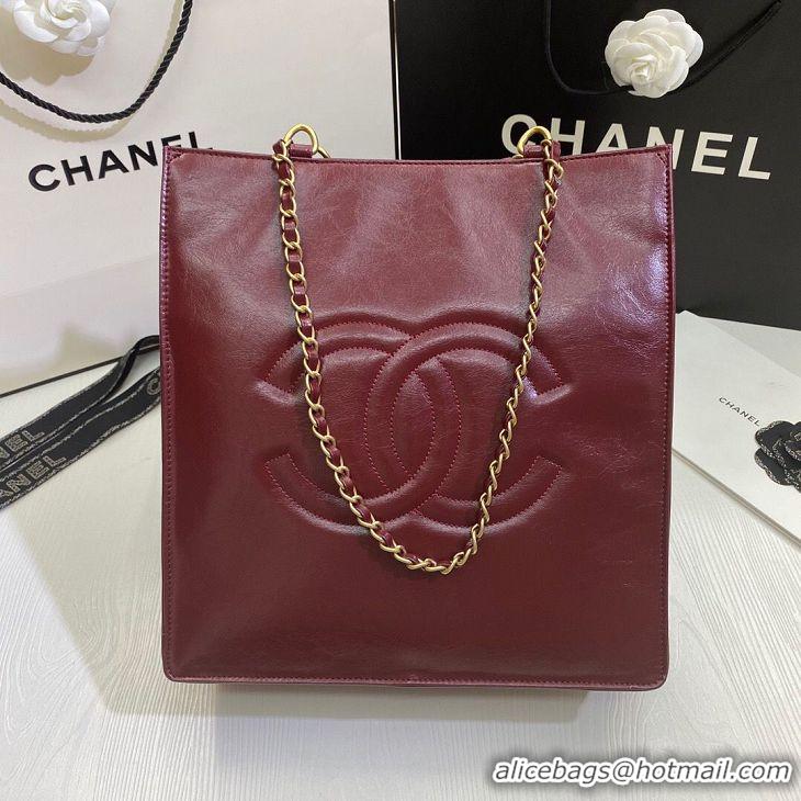 New Cheap Chanel Original Leather Tote Shopping Bag AS1942 Wine