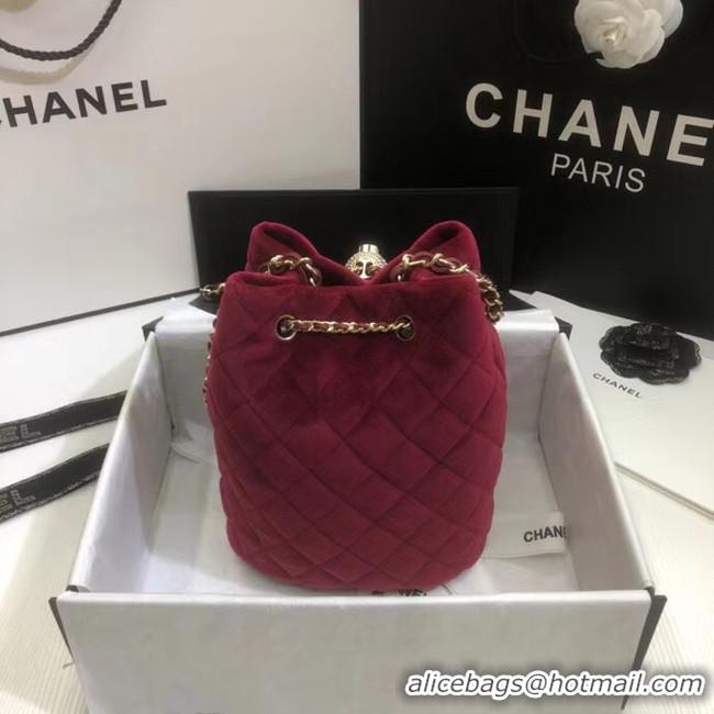 Top Design Chanel velvet Drawstring bag AS1894 Burgundy