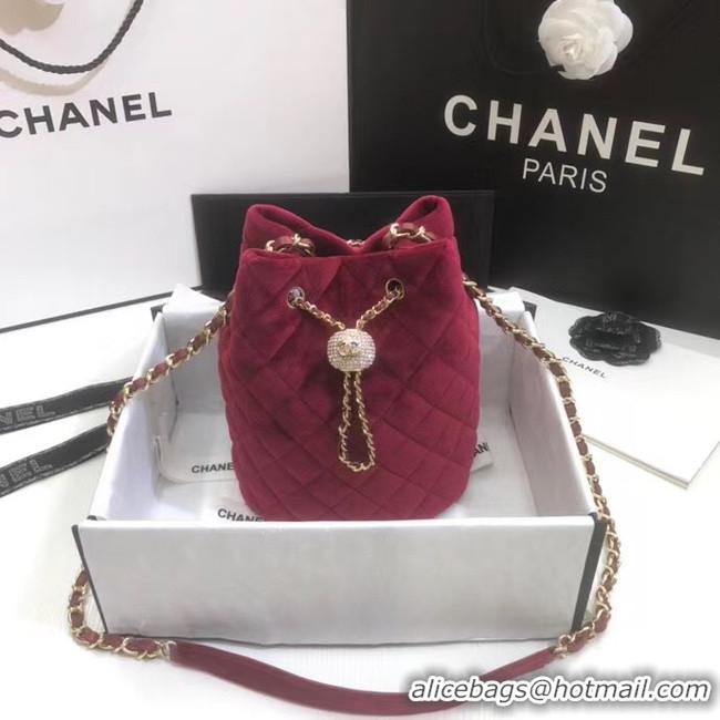 Top Design Chanel velvet Drawstring bag AS1894 Burgundy