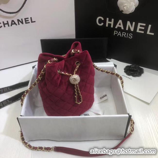 Top Design Chanel velvet Drawstring bag AS1894 Burgundy