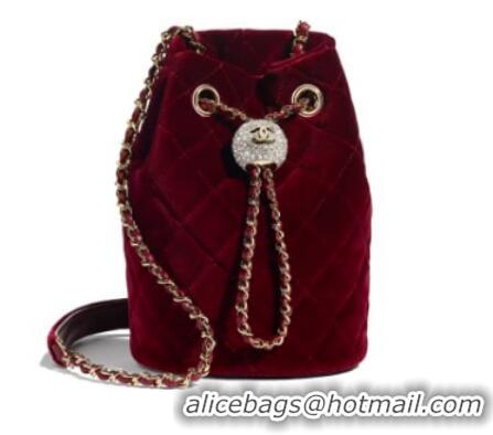 Top Design Chanel velvet Drawstring bag AS1894 Burgundy