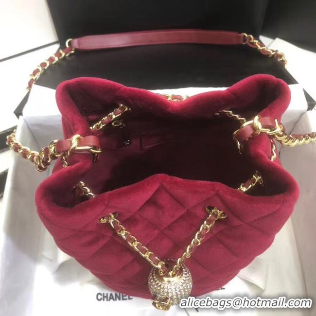 Top Design Chanel velvet Drawstring bag AS1894 Burgundy