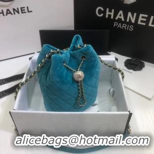 Buy Discount Chanel velvet Drawstring bag AS1894 light blue