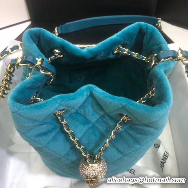 Buy Discount Chanel velvet Drawstring bag AS1894 light blue