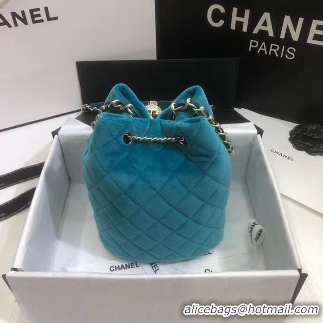 Buy Discount Chanel velvet Drawstring bag AS1894 light blue