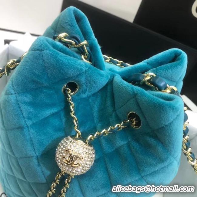 Buy Discount Chanel velvet Drawstring bag AS1894 light blue