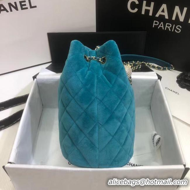 Buy Discount Chanel velvet Drawstring bag AS1894 light blue