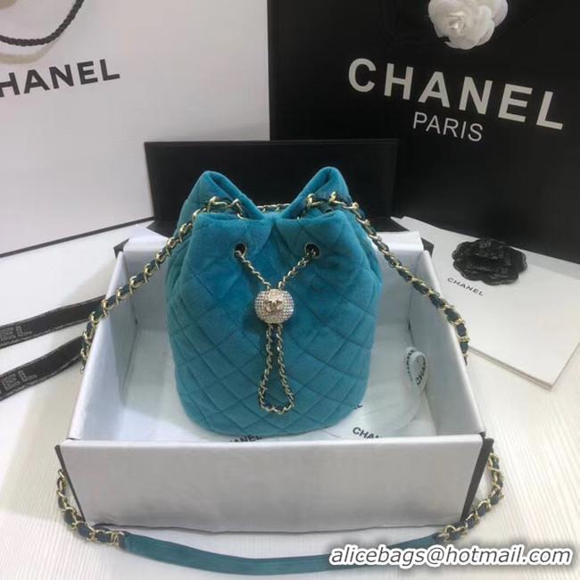 Buy Discount Chanel velvet Drawstring bag AS1894 light blue