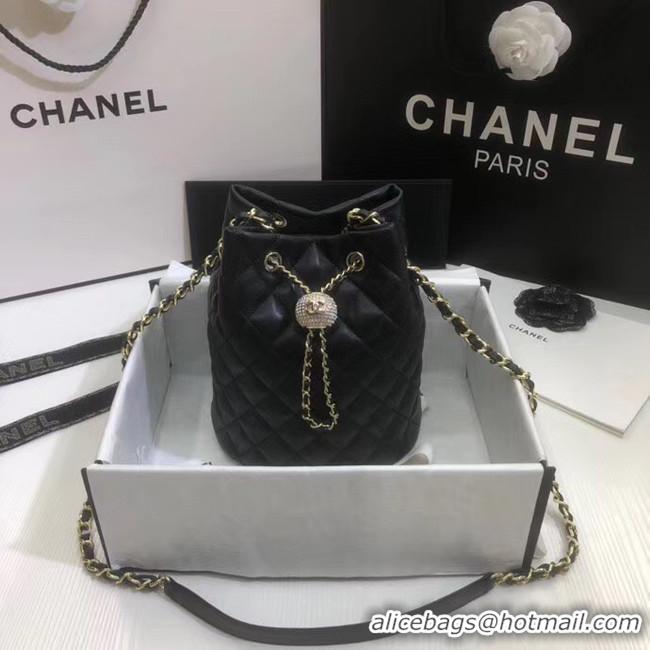 Promotional Chanel velvet Drawstring Sheepskin bag AS1894 black