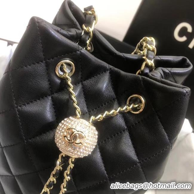 Promotional Chanel velvet Drawstring Sheepskin bag AS1894 black