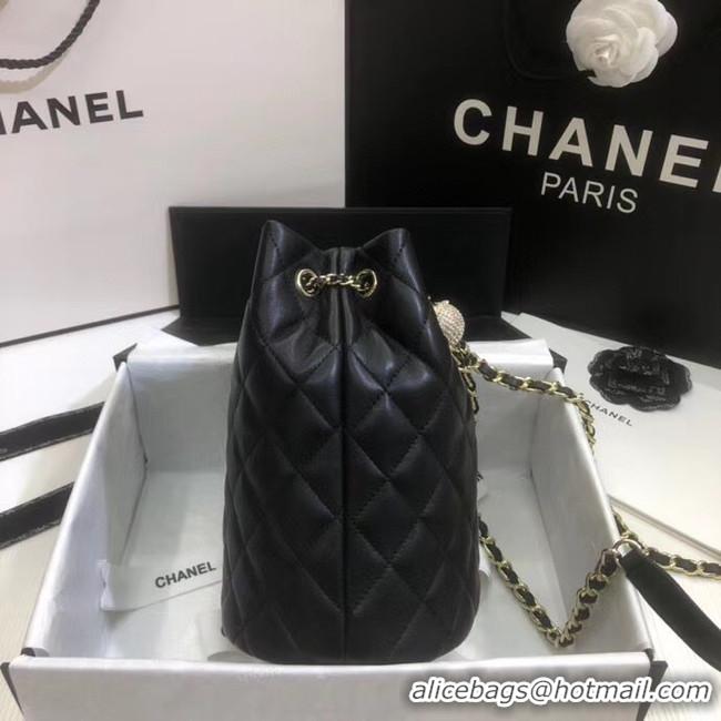 Promotional Chanel velvet Drawstring Sheepskin bag AS1894 black