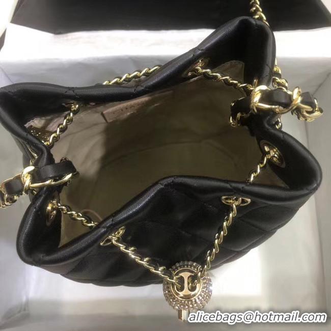 Promotional Chanel velvet Drawstring Sheepskin bag AS1894 black