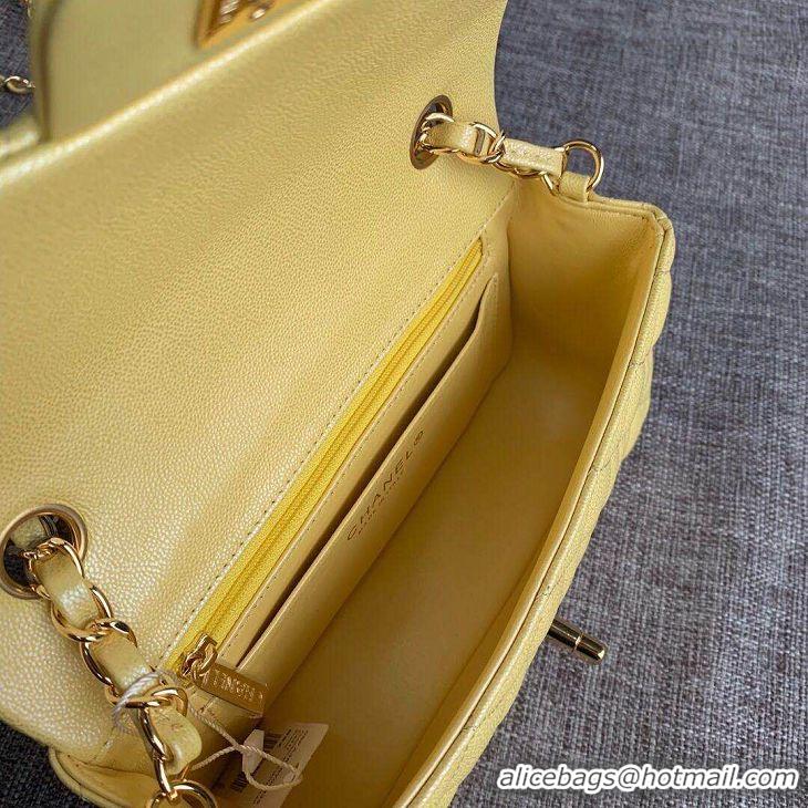 Best Price Chanel Original Lather Flap Bag AS1792 Lemon & Gold-Tone Metal