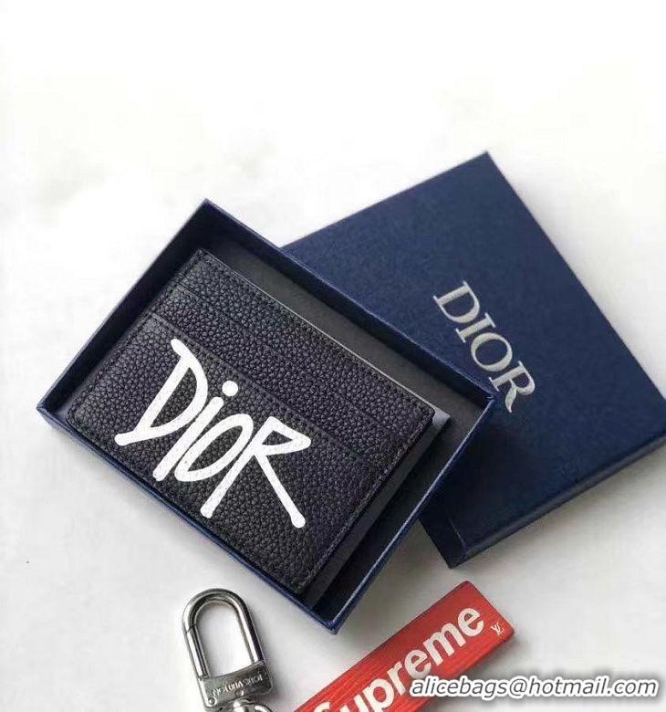 Top Quality Dior Original Calfskin Leather Card Holder CD1320 Black