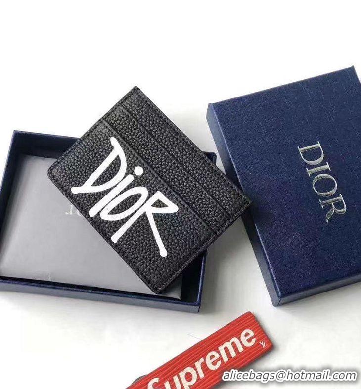 Top Quality Dior Original Calfskin Leather Card Holder CD1320 Black