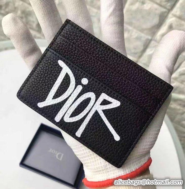 Top Quality Dior Original Calfskin Leather Card Holder CD1320 Black