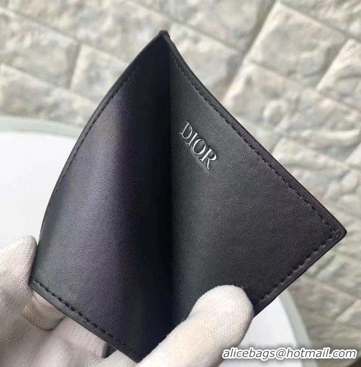 Top Quality Dior Original Calfskin Leather Card Holder CD1320 Black