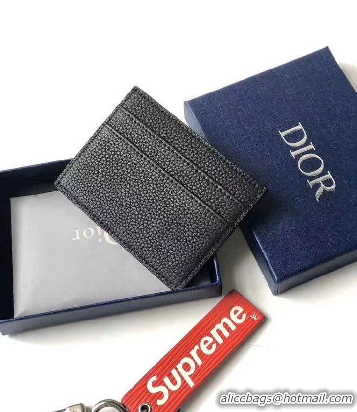 Top Quality Dior Original Calfskin Leather Card Holder CD1320 Black