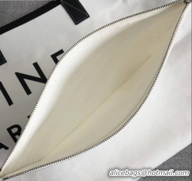 Top Quality Celine Medium Made in Tote in Textile 61901 White/Black 2018