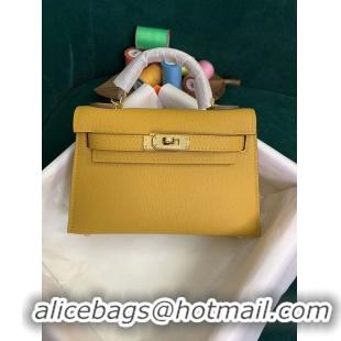 Top Quality Herme Kelly 20 Mini II Bag Original Epsom Leather 110506 Yellow