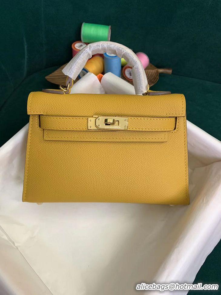 Top Quality Herme Kelly 20 Mini II Bag Original Epsom Leather 110506 Yellow