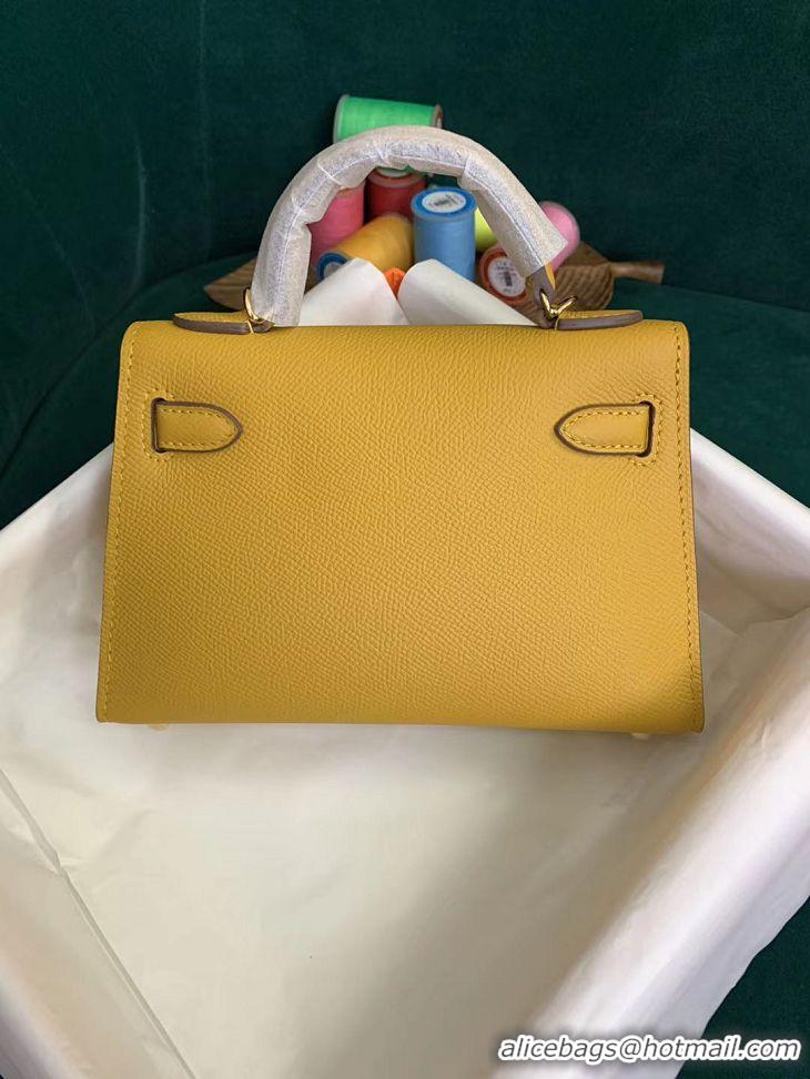 Top Quality Herme Kelly 20 Mini II Bag Original Epsom Leather 110506 Yellow