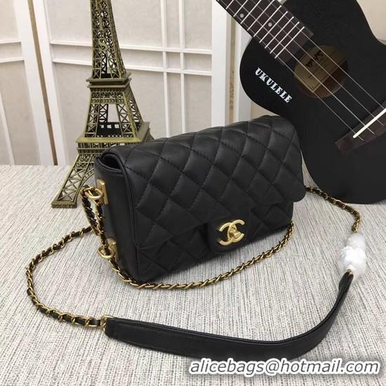 Top Grade Chanel mini Sheepskin Leather cross-body bag 5698 black