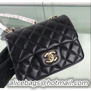 Reproduction Chanel Quilted Lambskin Mini Flap Bag A35200 Black/Gold 2020