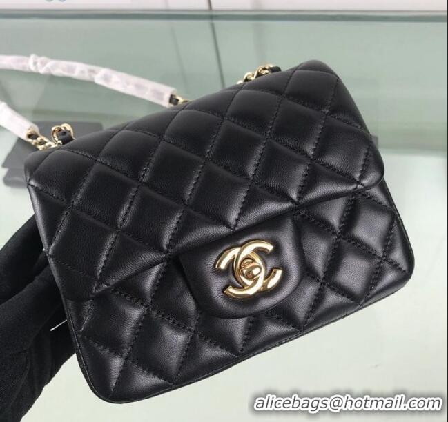 Reproduction Chanel Quilted Lambskin Mini Flap Bag A35200 Black/Gold 2020