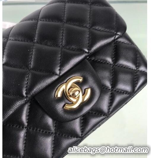 Reproduction Chanel Quilted Lambskin Mini Flap Bag A35200 Black/Gold 2020