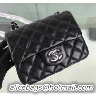 Promotional Chanel Quilted Lambskin Mini Flap Bag A35200 Black/Silver 2020