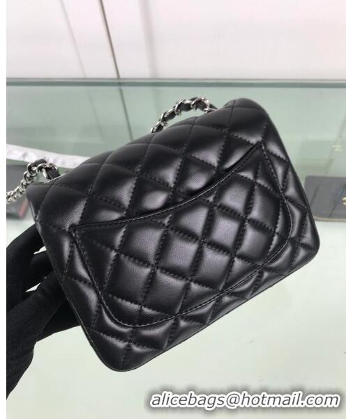 Promotional Chanel Quilted Lambskin Mini Flap Bag A35200 Black/Silver 2020