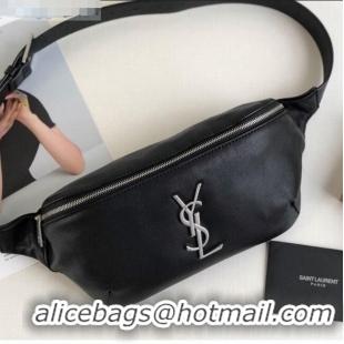 Top Quality Saint Laurent Classic Monogram Belt Bag in Grain Leather 589959 Black/Silver 2019 