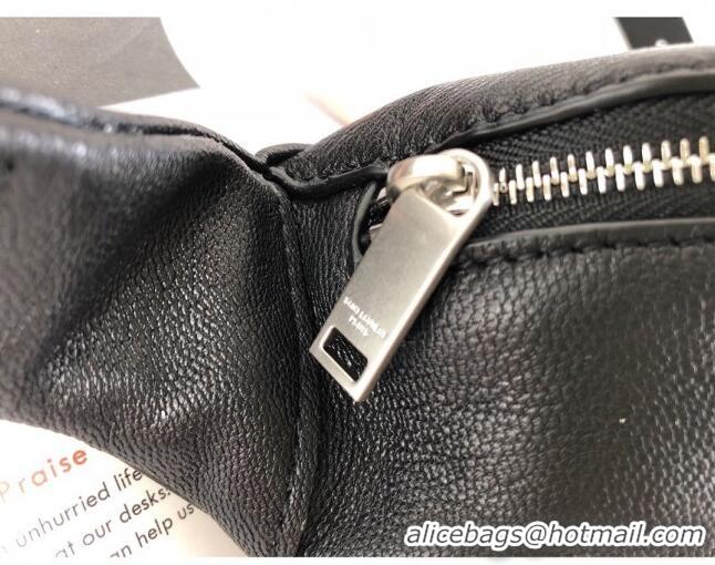 Top Quality Saint Laurent Classic Monogram Belt Bag in Grain Leather 589959 Black/Silver 2019 