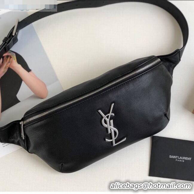 Top Quality Saint Laurent Classic Monogram Belt Bag in Grain Leather 589959 Black/Silver 2019 