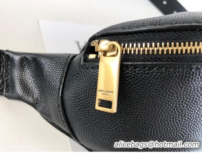 Good Product Saint Laurent Classic Monogram Belt Bag in Grain Leather 589959 Black/Gold 2019